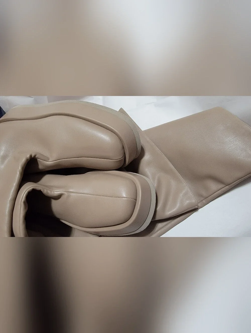 NEW Gia Borghini x RHW Rosie 10 Leather Thigh-High Boots TAN BEIGE Platform